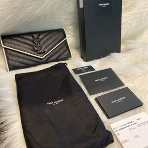 YSL SAINT LAURENT MONOGRAM WALLET IN BLACK & WHITE